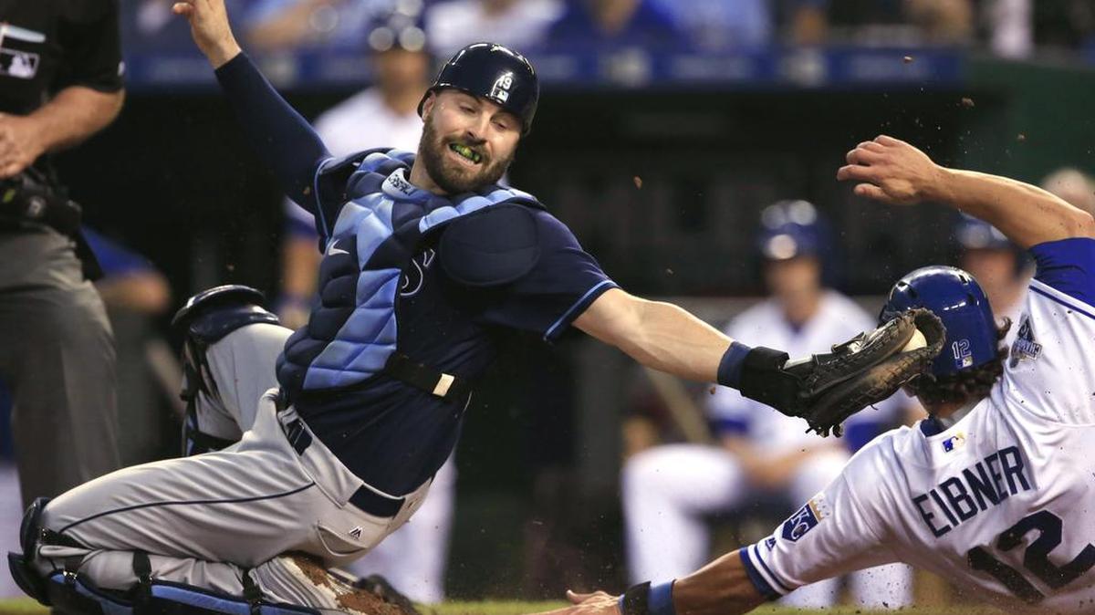 Kansas City Royals rookie Brett Eibner scored on a bunt by Drew Butera in the fourth inning Tuesday.