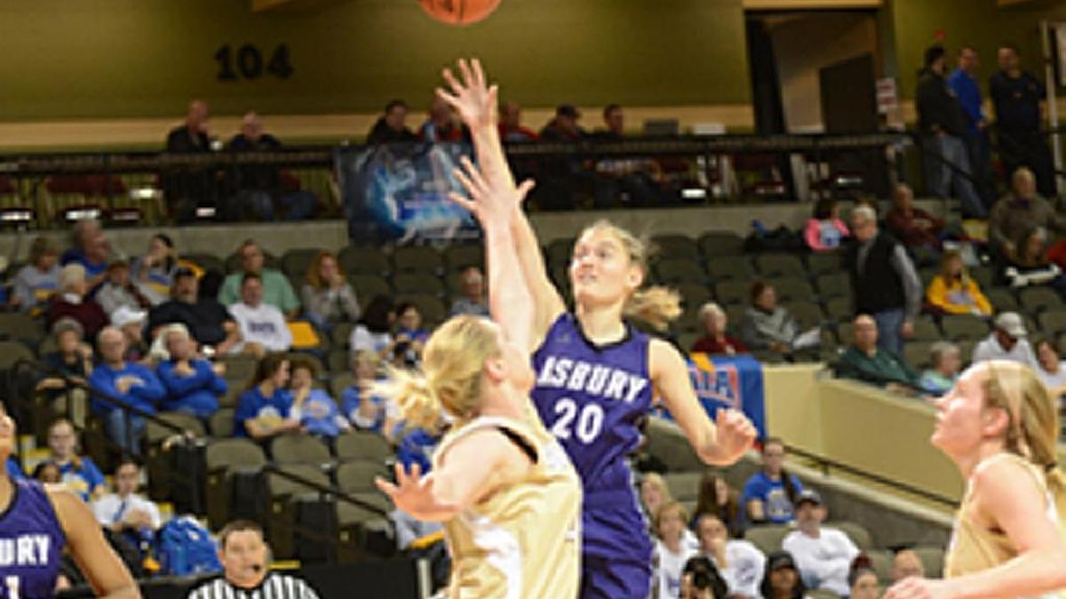 Brittany Warren, who led Asbury with 18 points on Thursday, put up a shot against St Francis, Ill.
