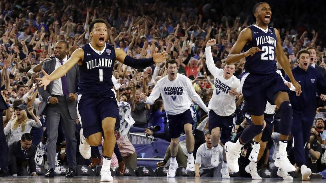 Jalen Brunson (1) and Mikal Bridges (25) celebrated their 2016 national championship game victory over North Carolina. The two contributed to that team’s success as freshmen but were not among its top four scorers. The pair led this season’s Wildcats in scoring and minutes played as juniors.