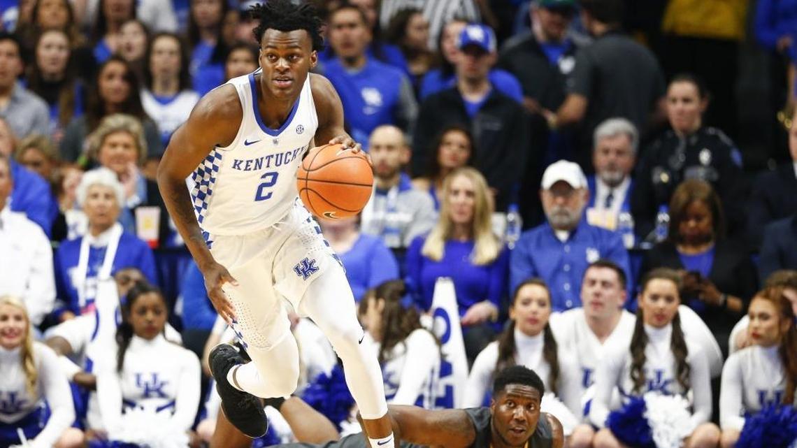 Kentucky forward Jarred Vanderbilt (2) dribbled down the floor during UK’s win over the Missouri Tigers on Saturday, Feb. 24, 2018 in a college basketball game in Rupp Arena. Vanderbilt is likely to miss Kentucky’s SEC Tournament game Friday because of an ankle injury.