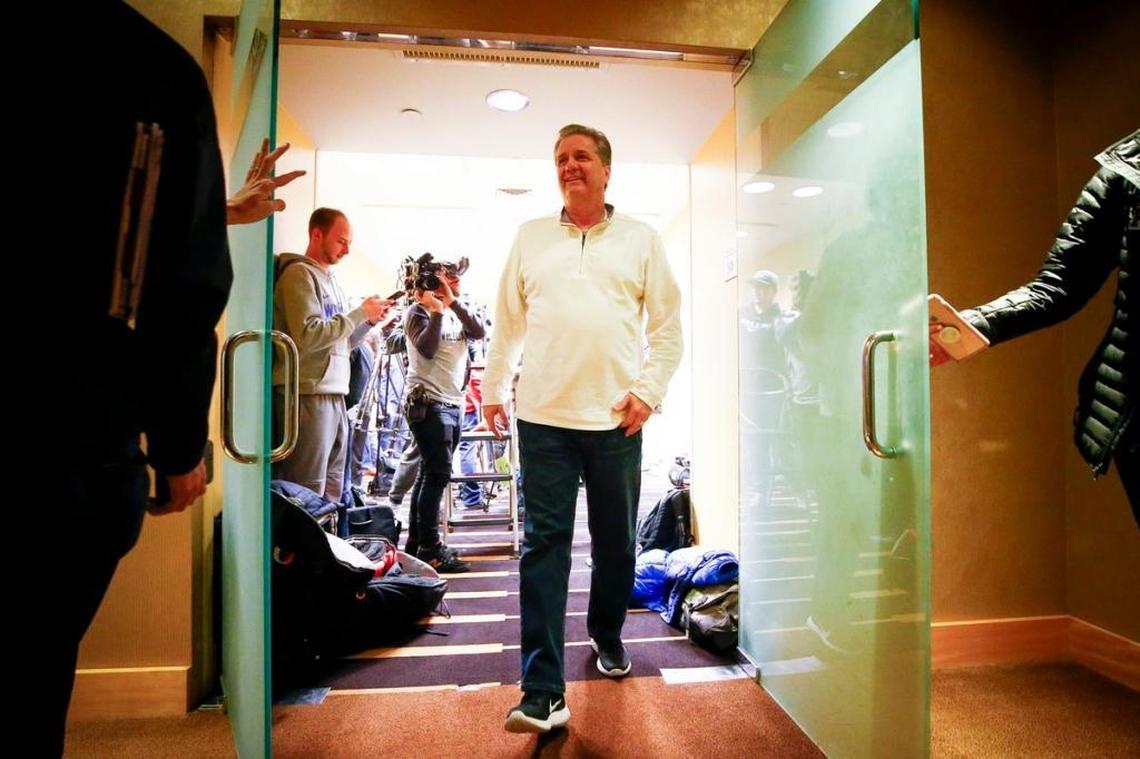 John Calipari walked out after addressing the media Thursday evening in St. Louis.