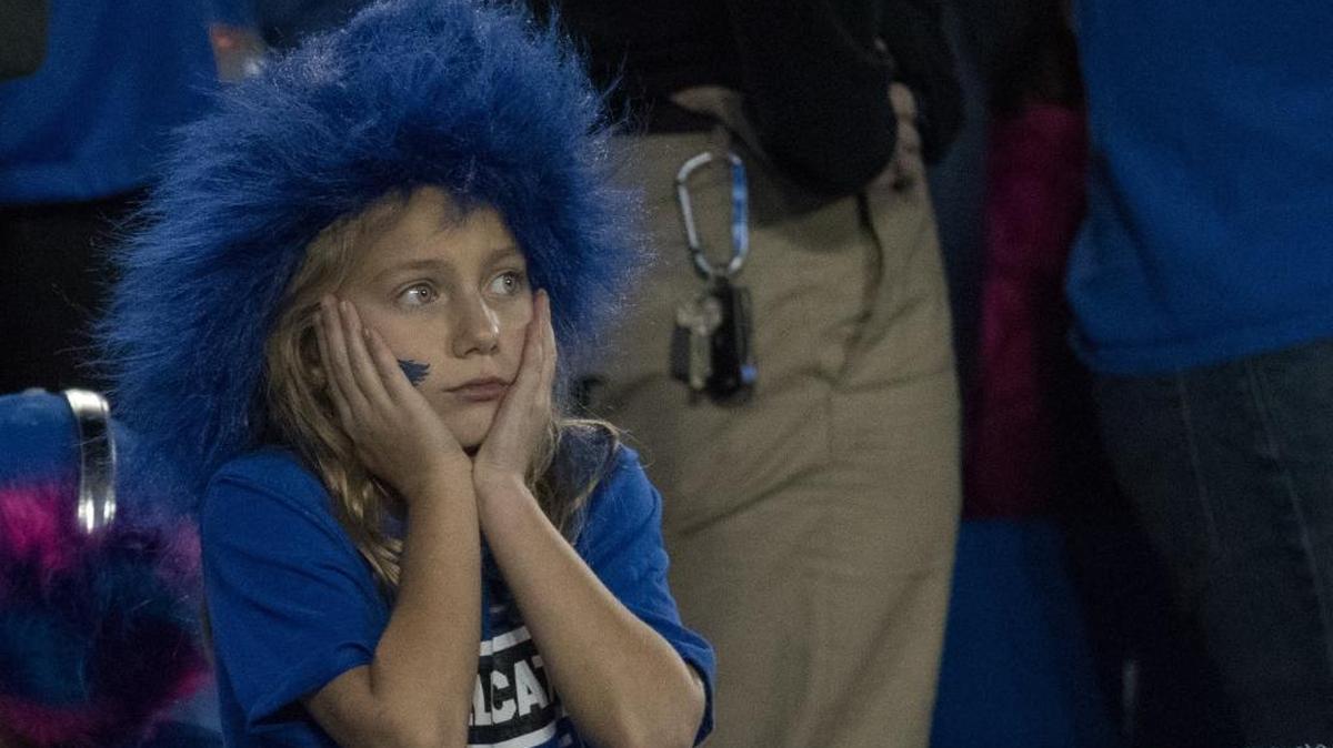 A Kentucky fan after the Wildcats’ 37-34 loss to the Ole Miss Rebels at Kroger Field on Saturday night. UK travels to Vanderbilt on Saturday, Nov. 11.