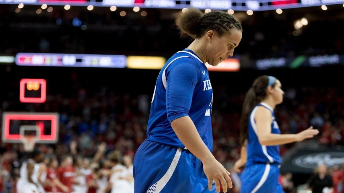 Kentucky guard Makayla Epps left the court after time ran out in overtime against Louisville on Sunday in the Yum Center.