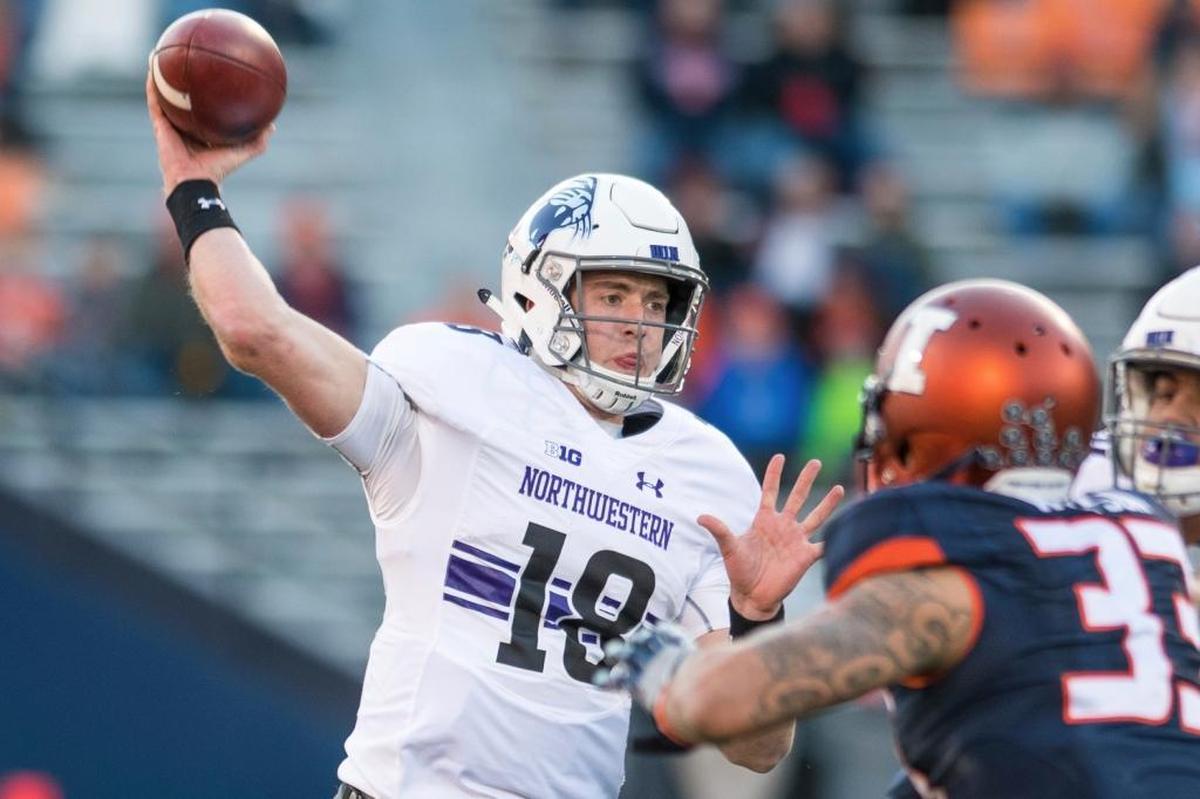 Northwestern quarterback Clayton Thorson (18) threw for 2,809 yards and 15 touchdowns this season and also ran for eight TDs.