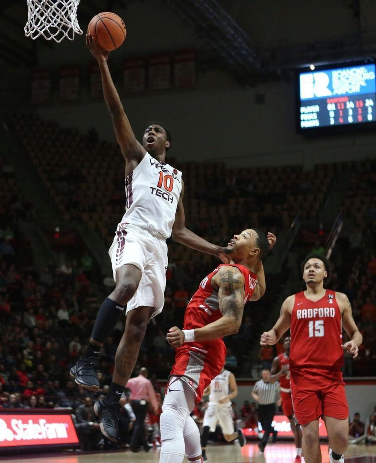 Virginia Tech senior swingman Justin Bibbs (10) leads the Hokies in scoring (17.5 ppg) and has made a robust 20 of 42 three-point shots.