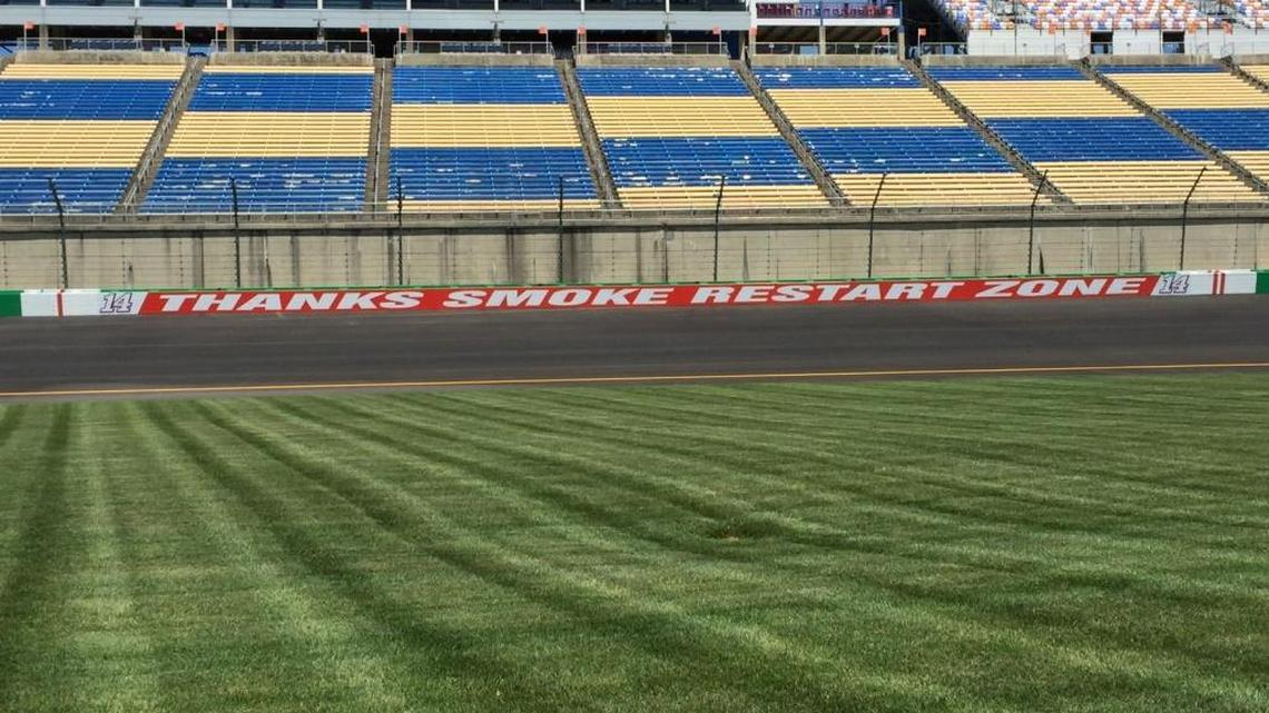 Signage at Kentucky Speedway marked Tony Stewart’s last Sprint Cup race at the track where he has never won.