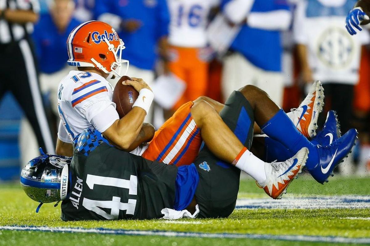 Kentucky strong-side linebacker Josh Allen is second in the SEC with seven quarterback sacks.
