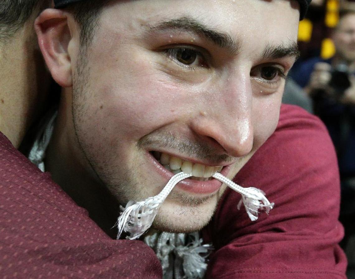 Loyola senior guard Ben Richardson had a piece of the net in his teeth after the No. 11 seed Ramblers beat No. 9 Kansas State 78-62 in the men’s NCAA Tournament South Region finals to advance to the Final Four.