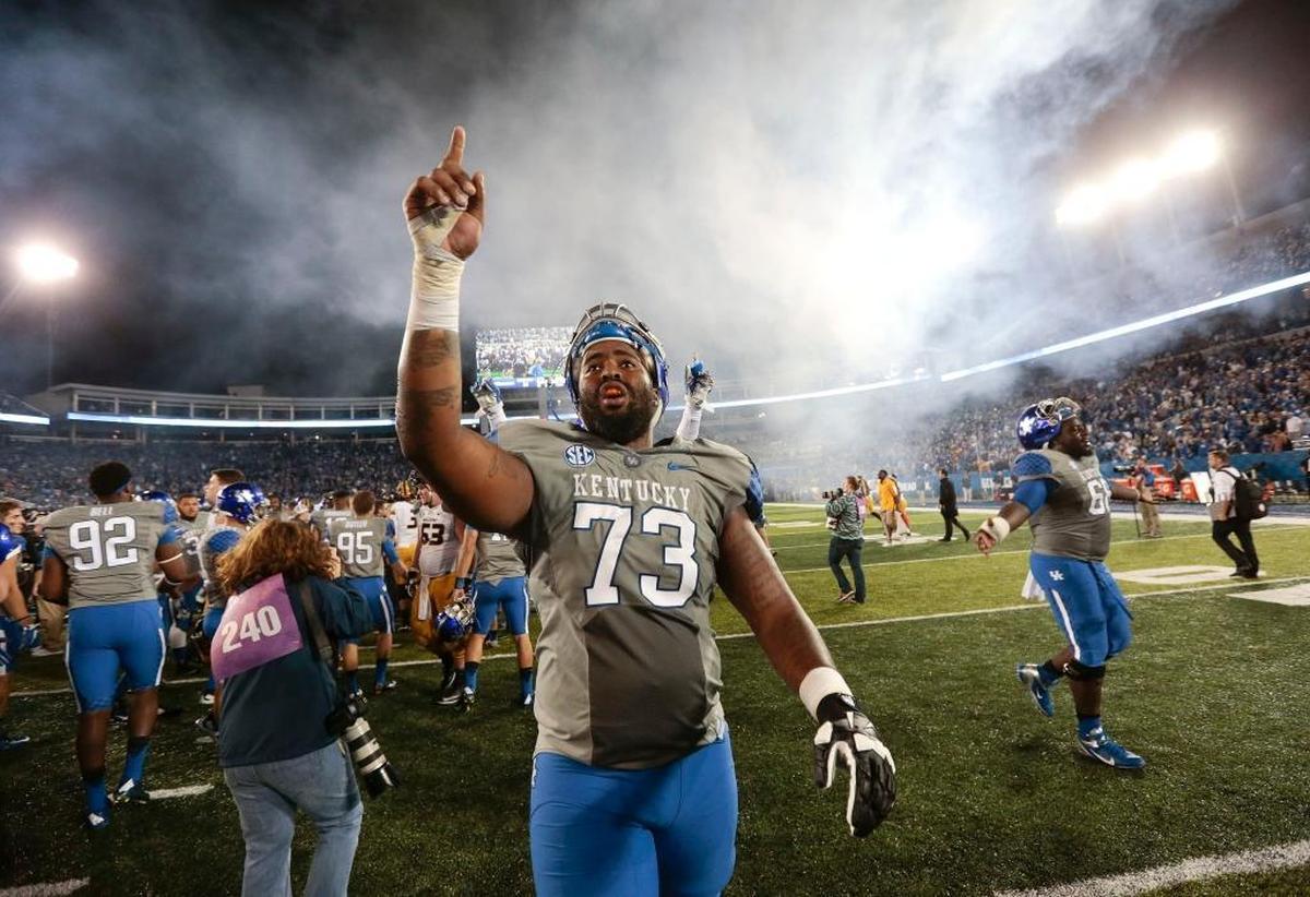 Kentucky senior offensive tackle Kyle Meadows (73) will make the 36th and final start of his UK career against Northwestern.