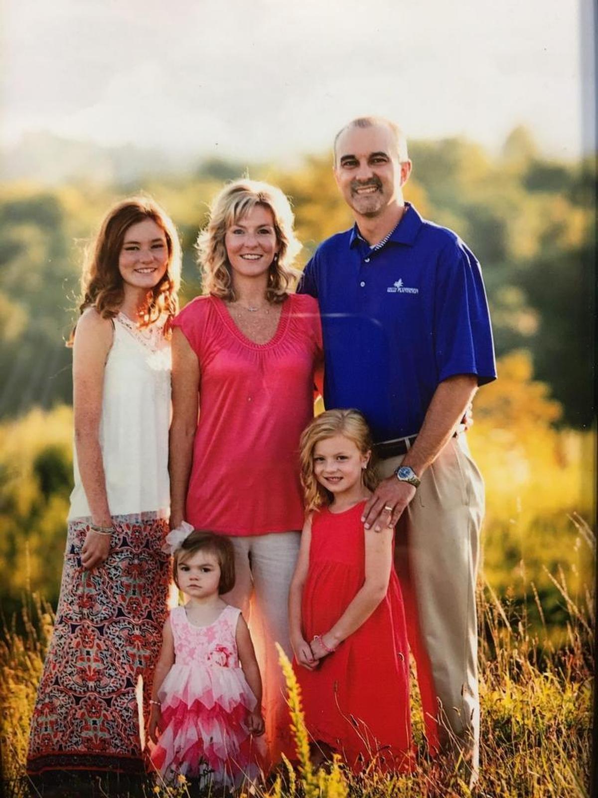 Former Kentucky Wildcats and Pikeville Bears basketball player Jody Thompson, right, with his family: counterclockwise, wife Kari, and daughters Skylar, 15, Mallorie, 4 and Addison, 8.