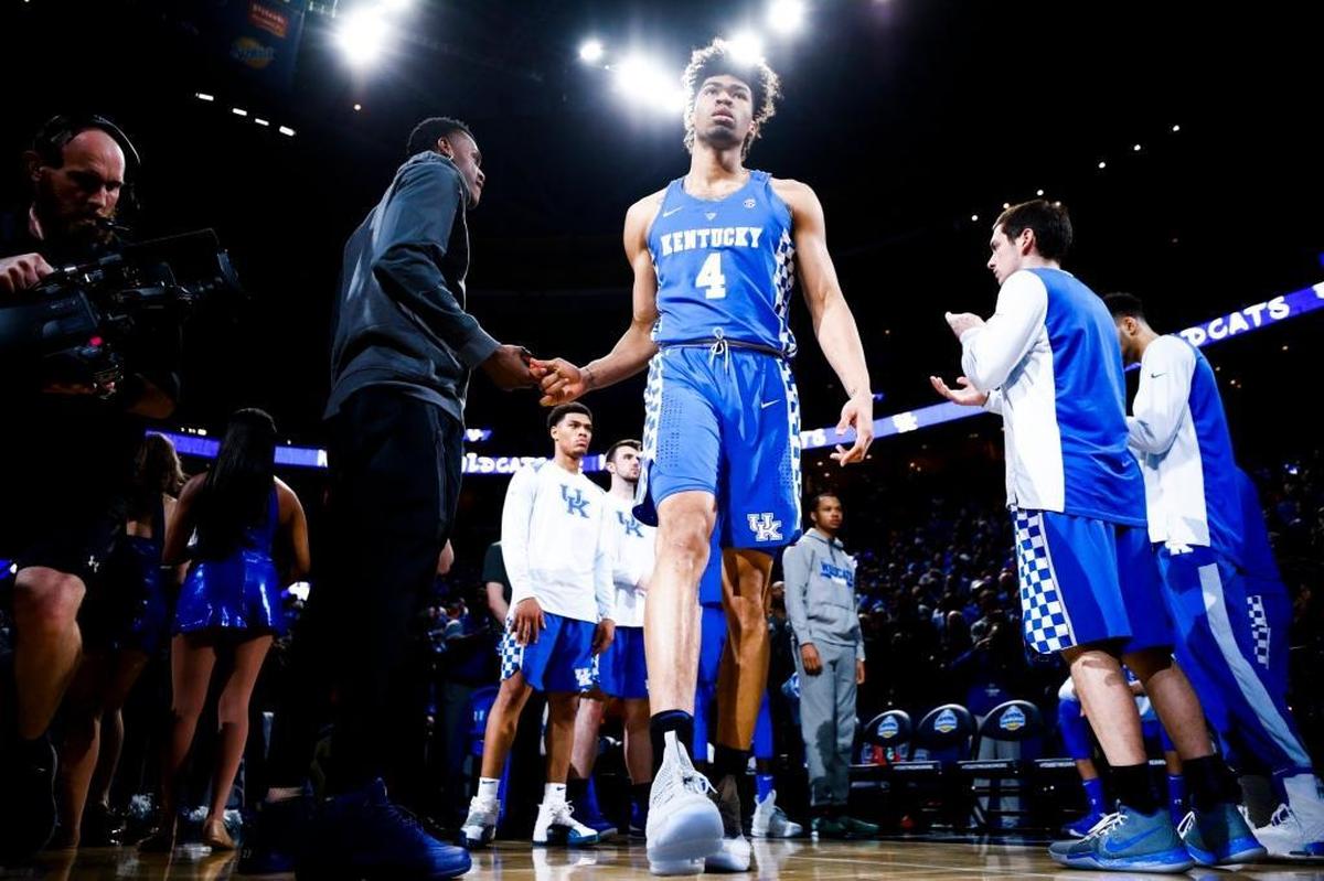 Kentucky center Nick Richards (4) had two points and five rebounds combined in UK’s three SEC Tournament games.