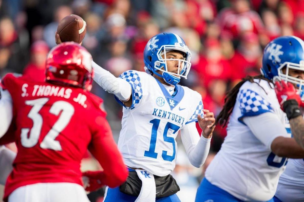 Kentucky quarterback Stephen Johnson was named winner of the Howard Schnellenberger MVP Award after he directed UK to a stunning 41-38 upset of No. 11 Louisville in 2016.