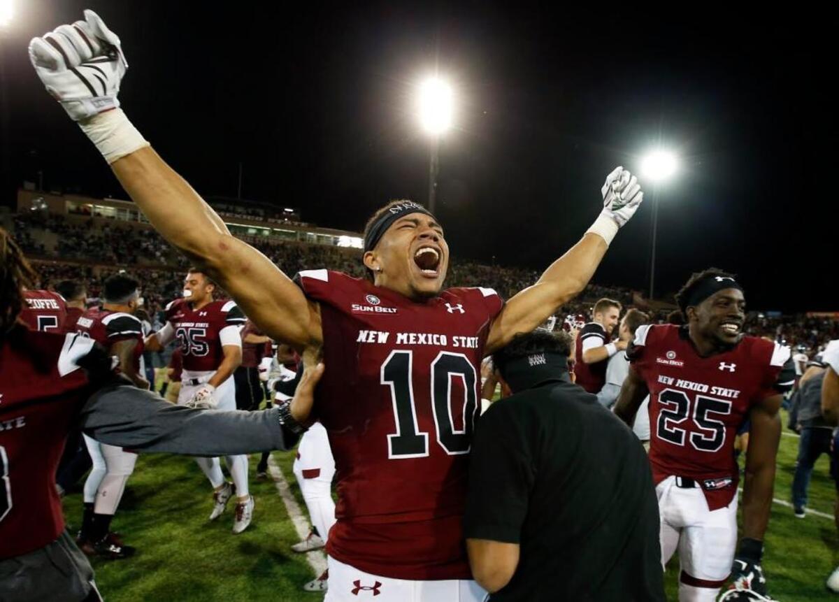 New Mexico State sophomore wide receiver Izaiah Lottie exulted after the Aggies rallied to beat South Alabama last week and earn their first bowl trip since Dwight Eisenhower was President of the United States.