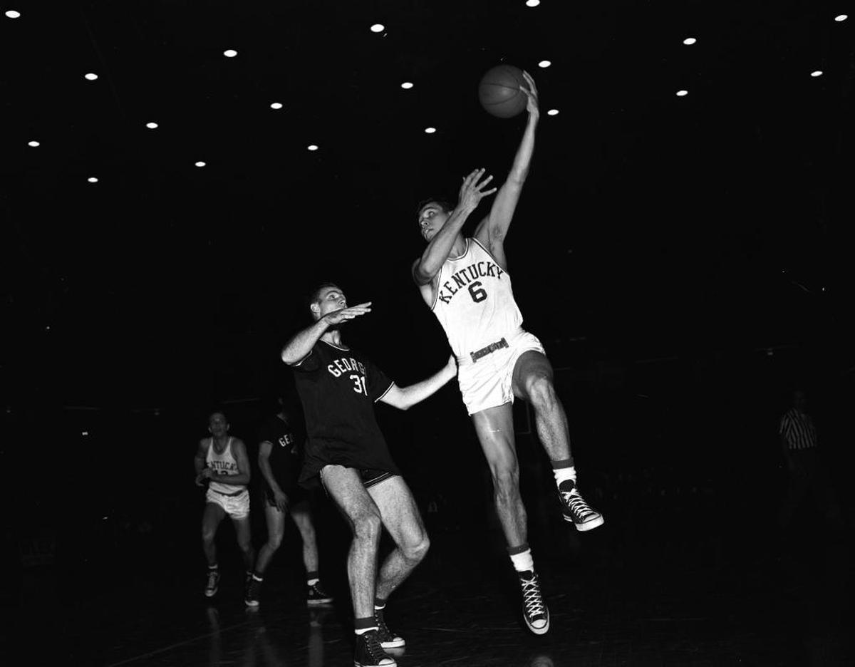 At Kentucky, Cliff Hagan, No. 6, averaged 13.4 rebounds a game for his career. Only two Wildcats have even averaged double-figure rebounds for a season since 1973-74.