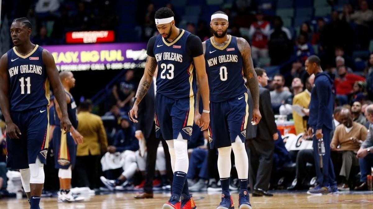 Without the opposition by Tom Jurich and Rick Pitino in 2001 to a proposed move by the-then Charlotte Hornets to Louisville, might former Kentucky Wildcats Anthony Davis (23) and DeMarcus Cousins (0) of the New Orleans Pelicans — formerly the original Hornets — be playing home games in Louisville now?