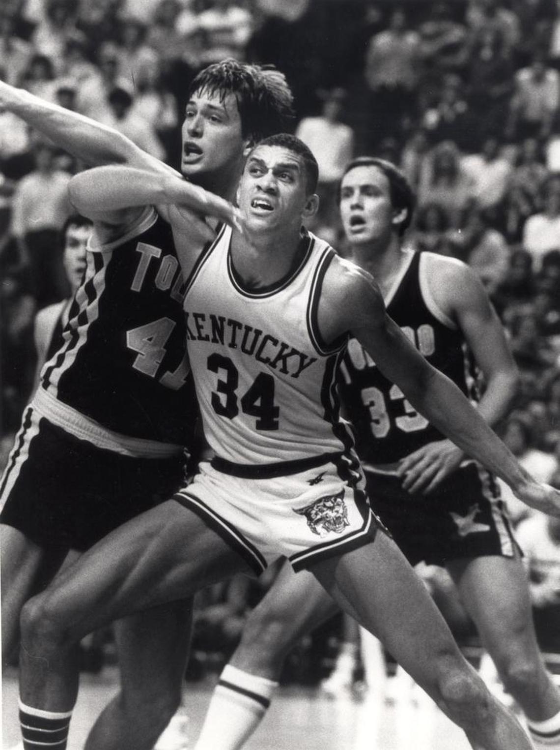Kenny Walker (34) ended his Kentucky Wildcats career (1982-86) as the second leading scorer (2,080 points) in UK men’s basketball history.