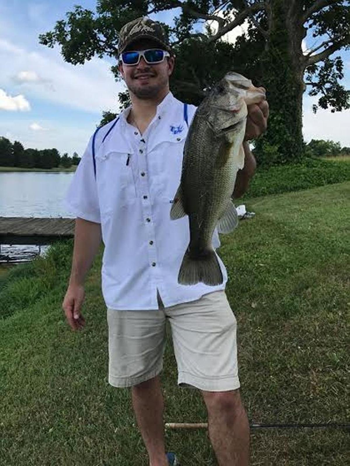 Kentucky sophomore linebacker Kash Daniel caught a 3 1/2 to 4-pound bass while fishing in early June on a Fayette County private pond for the KET outdoors television show “Kentucky Afield.”