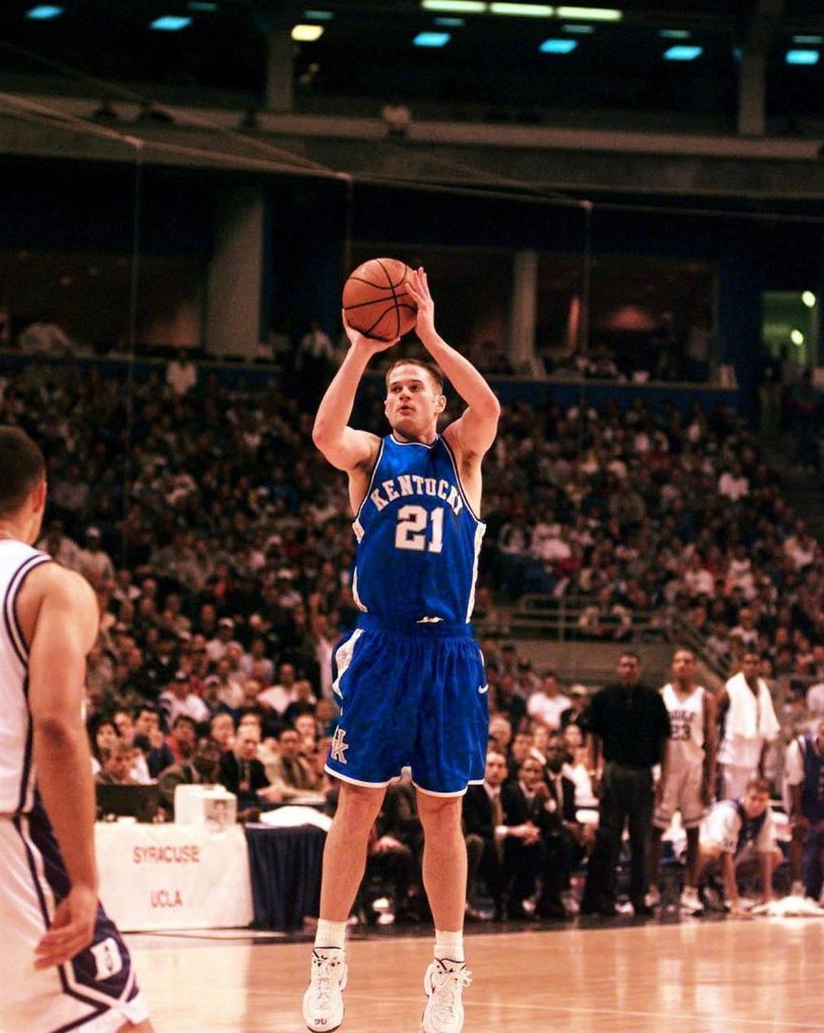 Cameron Mills shot the three-pointer that capped Kentucky’s comeback from 17 points down against Duke in the 1998 NCAA Tournament South Region finals to take the lead. “The Comeback Cats” went on to beat Duke and, after two more rallies from double-digits behind in the Final Four, win the NCAA title.
