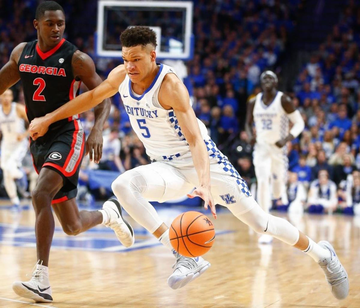 The No. 10-ranked prospect in the class of 2017 by Rivals.com, Kevin Knox (5) is the highest-ranked player Kentucky has signed in its past two classes.