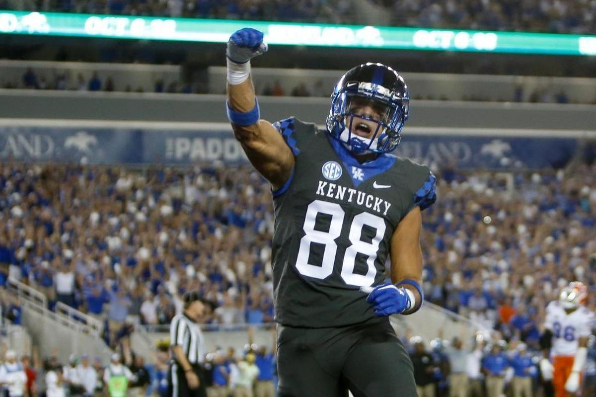 Kentucky wide receiver Charles Walker made an impressive catch of a high throw from Stephen Johnson that moved the chains during what became a 95-yard, go-ahead UK touchdown drive in Saturday night’s game against Mississippi. The play will not be remembered, however, since Ole Miss rallied to win the game 37-34.
