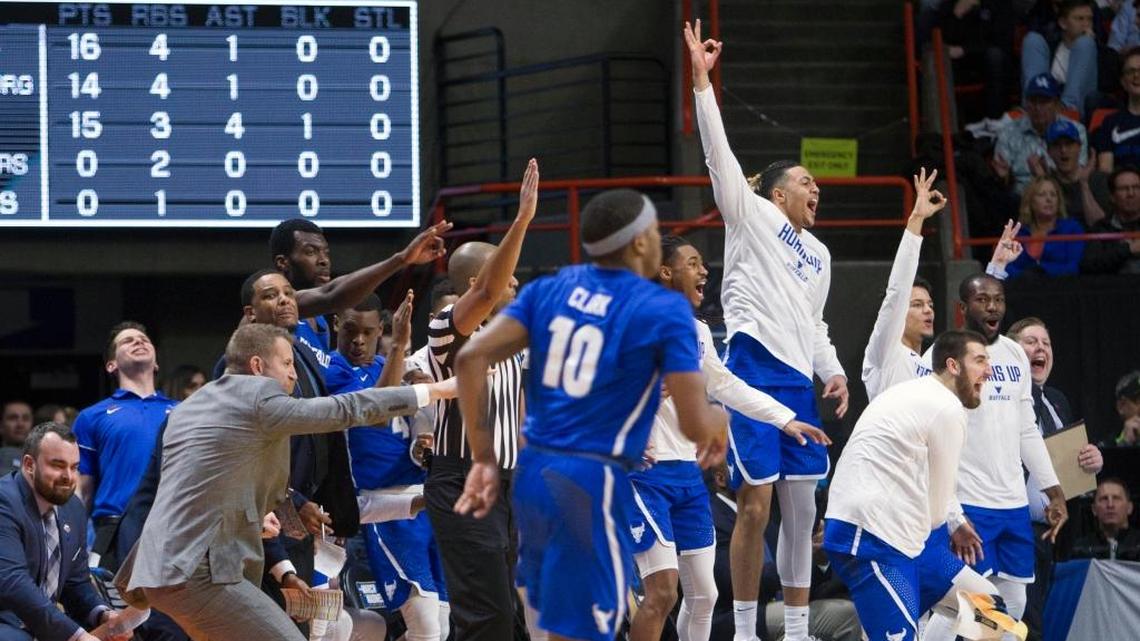 Buffalo’s bench exploded after a three-pointer that started to distance them from Arizona in the NCAA Tournament on Thursday in Boise, Idaho. Buffalo advanced, 89-68.