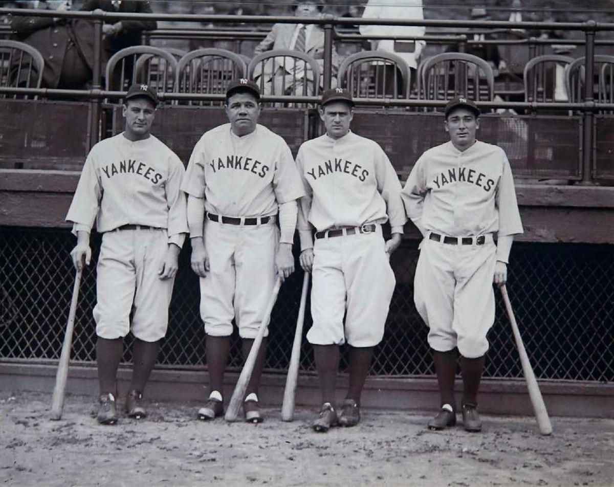 Left to right, Lou Gehrig, Babe Ruth, Owsley County native Earle Combs and Tony Lazzeri, four staples of the “Murderer’s Row” New York Yankees of the late 1920s and early 1930s. The photo belongs to Craig Combs, grandson, of Earle Combs.