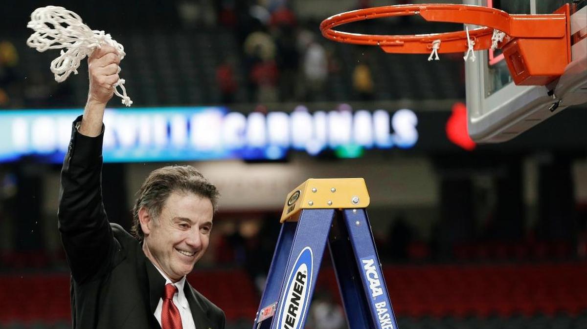 Rick Pitino waved a net after Louisville beat Michigan to win the 2013 men’s NCAA basketball tournament. U of L is waiting on word from the NCAA Infractions Appeals Committee on whether that 2013 NCAA title will be “vacated” due to the “escorts/strippers for recruits in the basketball dorm” scandal at the university.