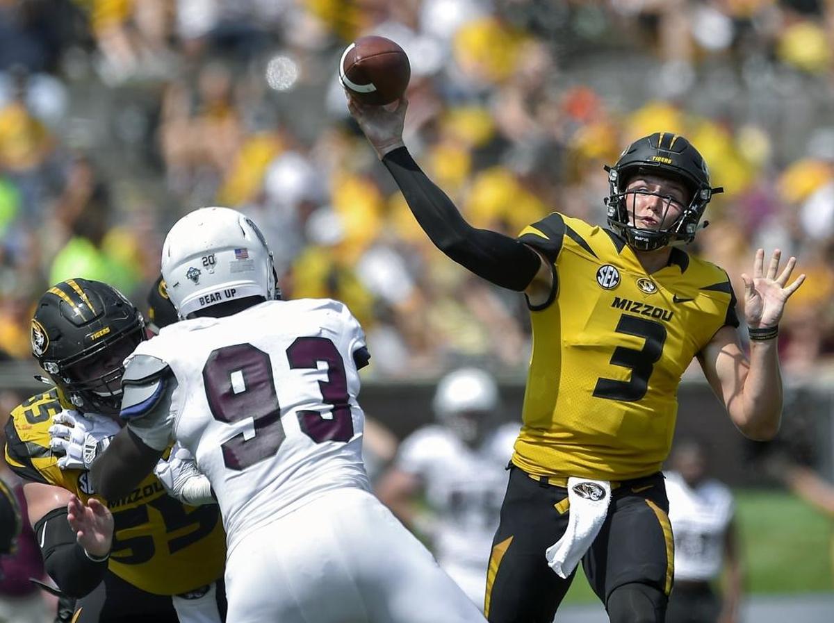 Missouri quarterback Drew Lock, No. 3, is 21-for-36 passing against Kentucky in his career with two touchdown passes and no interceptions.