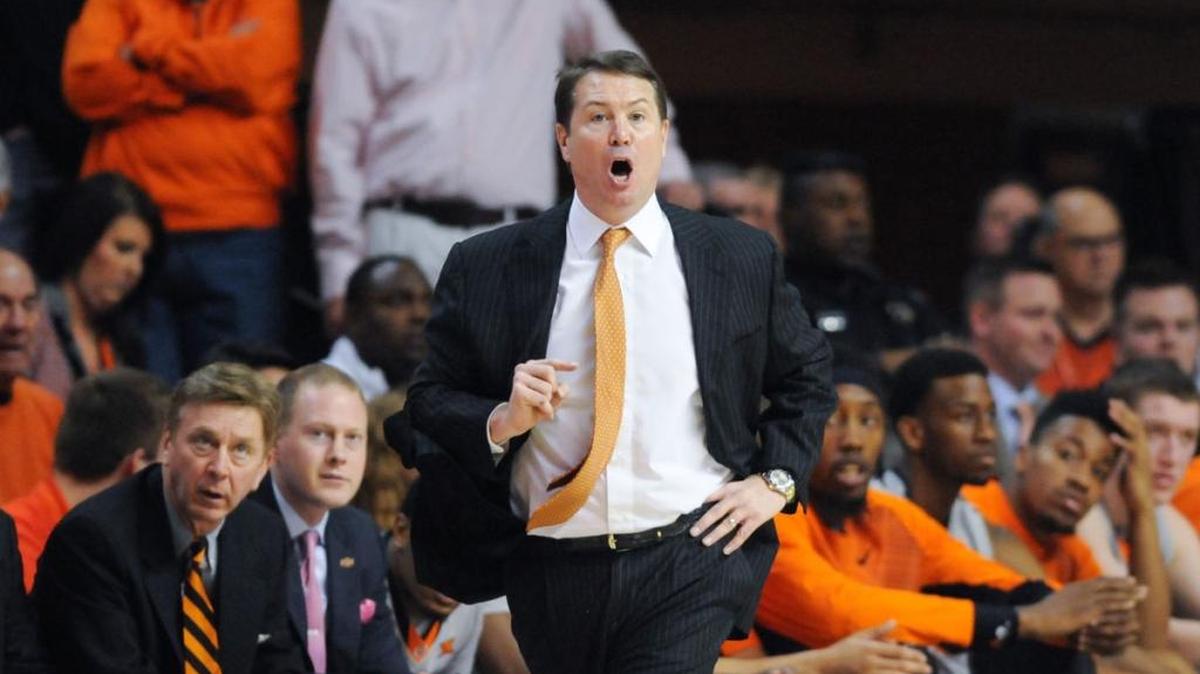 Travis Ford, shown here coaching Oklahoma State in game this season, is reportedly the new head basketball coach at Saint Louis, replacing Jim Crews.
