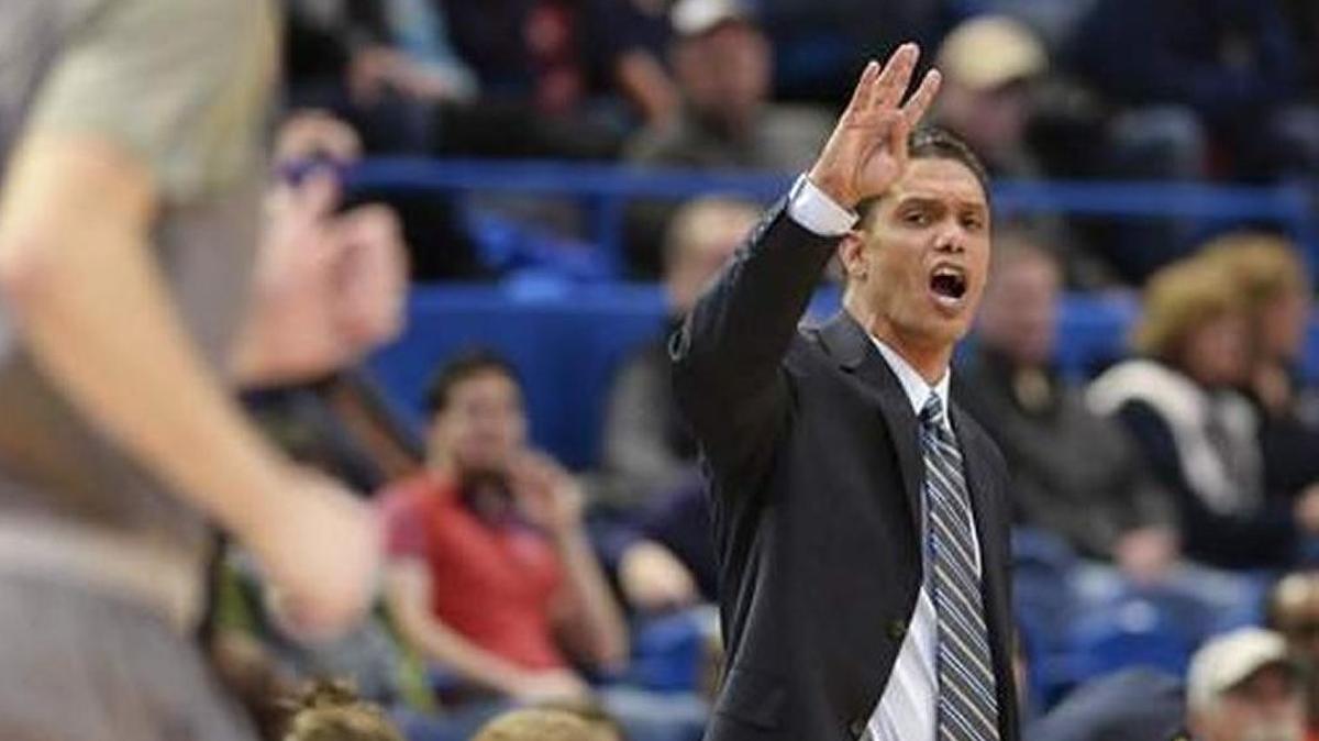 Monmouth head coach King Rice signals to his players in the second half of the Hawks’ 84-81 overtime loss to Connecticut on Saturday, Dec. 2, 2017, at the XL Center in Hartford, Conn.