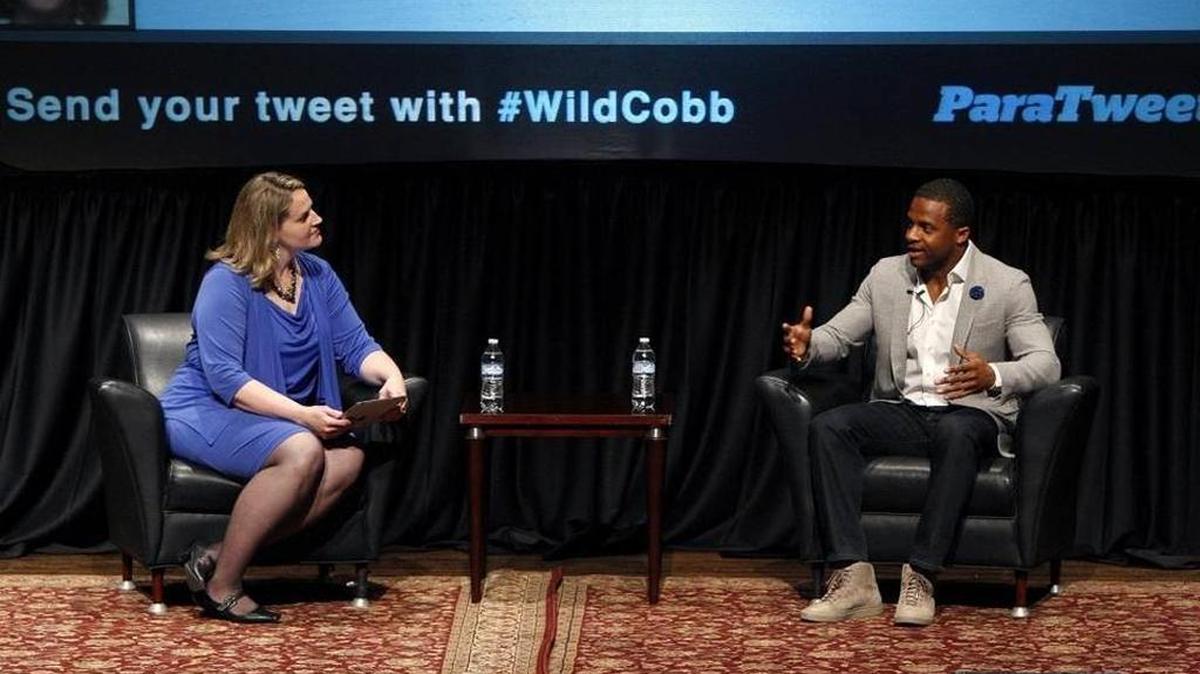 Holly Hapke, a UK marketing professor, moderated Monday night’s “An Evening With Randall Cobb” at the Singletary Center.