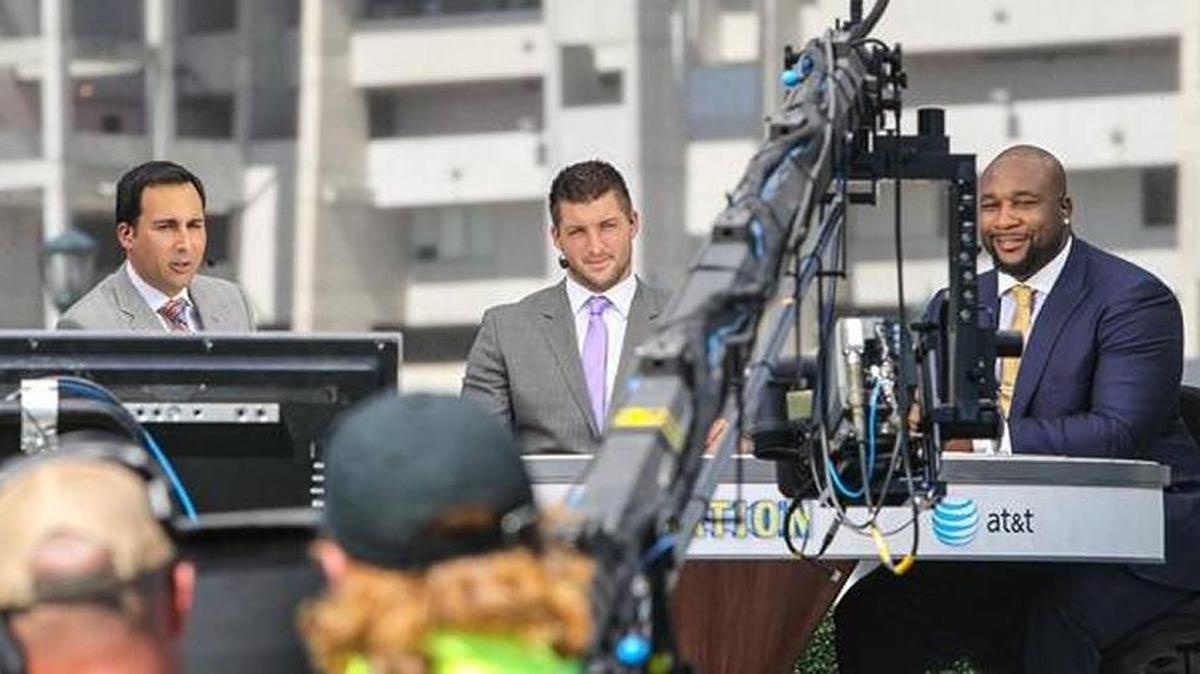 Joe Tessitore, left, shown here as host of SEC Nation, will handle the play-by-play duties for Kentucky-Arkansas on Thursday night.