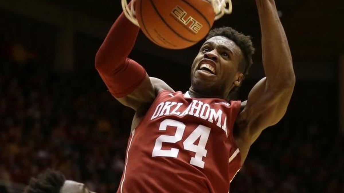 In this Jan. 18, 2016, file photo, Oklahoma guard Buddy Hield (24) dunks the ball during the first half of an NCAA college basketball game against Iowa State in Ames, Iowa. The No. 1-ranked Sooners travel to Baton Rouge to play LSU in the SEC/Big 12 Challenge.