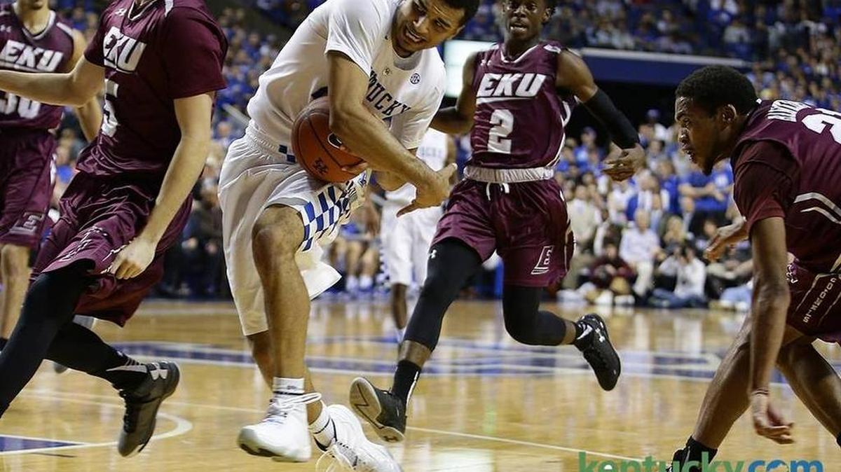 Kentucky guard Jamal Murray made just two of nine three-point shots in UK’s 88-67 win over Eastern Kentucky on Wednesday, Dec. 10, 2015 at Rupp Arena.