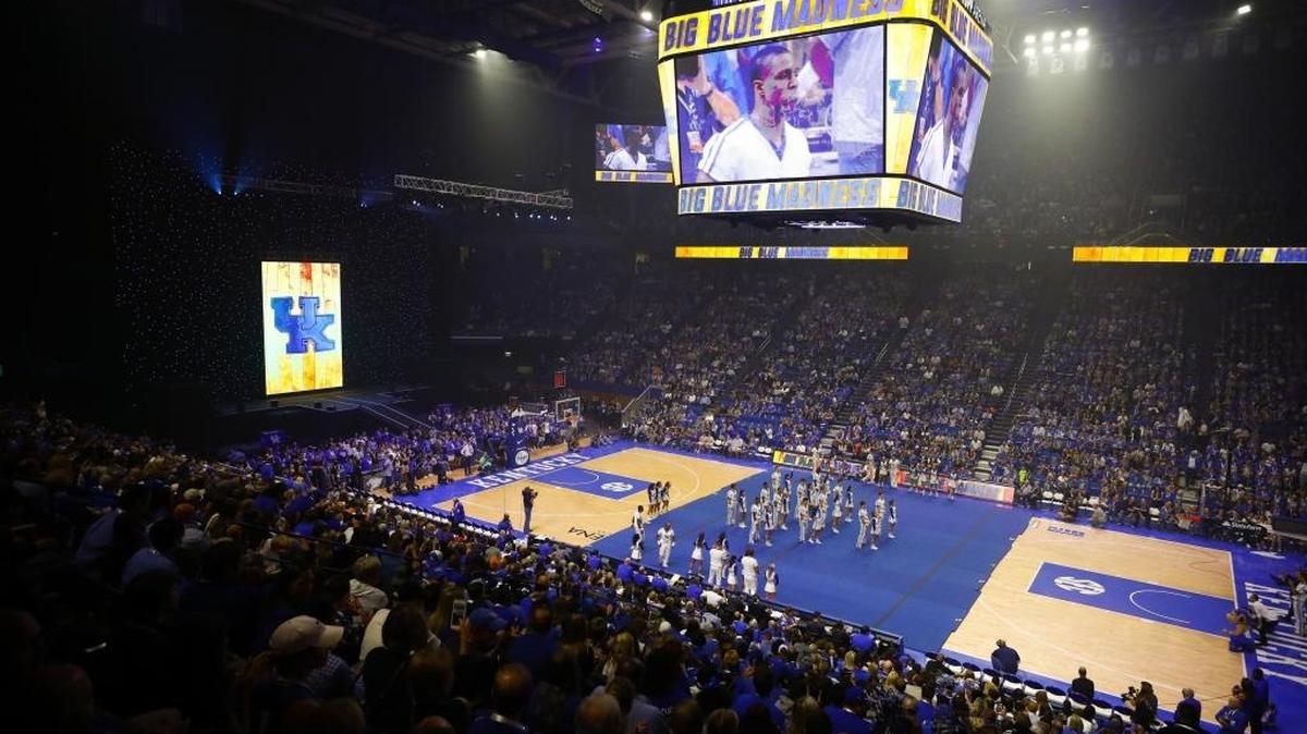 University of Kentucky cheerleaders perform during Big Blue Madness at Rupp Arena in Lexington, Ky., Friday, Oct. 13, 2017. At least 11 top recruits attended Madness as the early signing period for the 2018-19 season approaches next month.