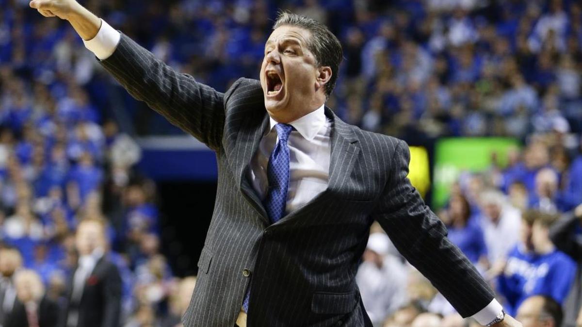 Kentucky Wildcats head coach John Calipari directed his offense as #1 Kentucky defeated Boston University 82-62 on Tuesday November 24, 2015 in Lexington, Ky.