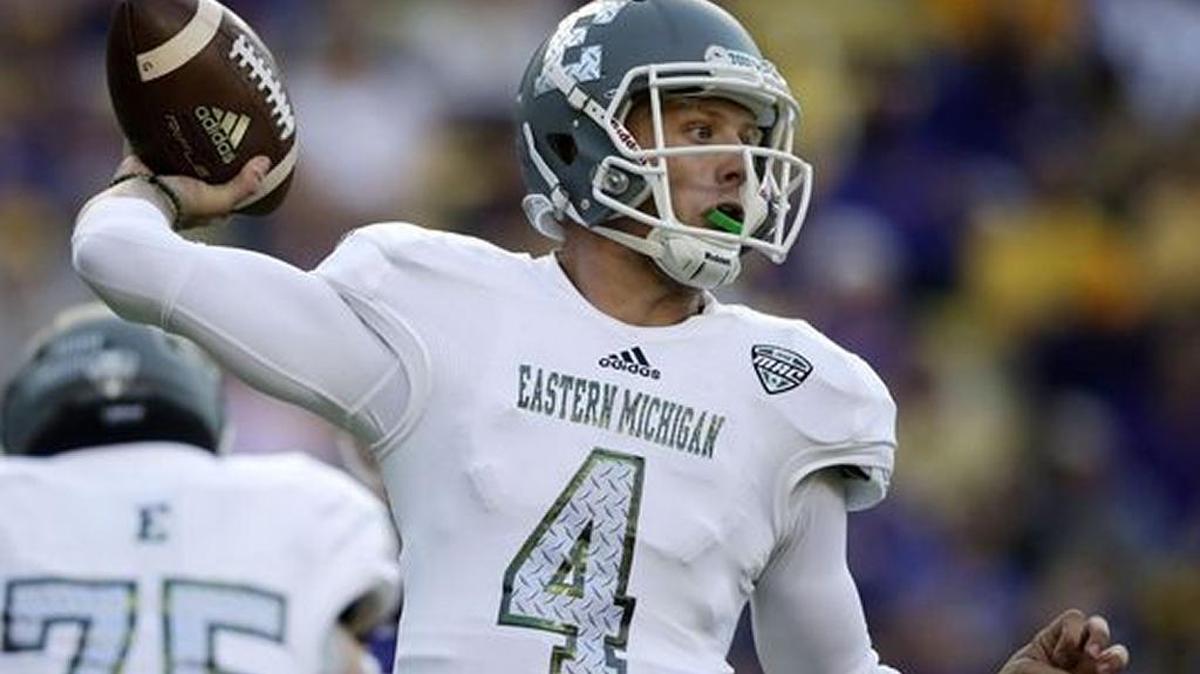 Eastern Michigan quarterback Brogan Roback has completed 60 percent of his passes on the season as he leads EMU against Kentucky on Saturday, Sept. 30, 2017 at Kroger Field in Lexington.