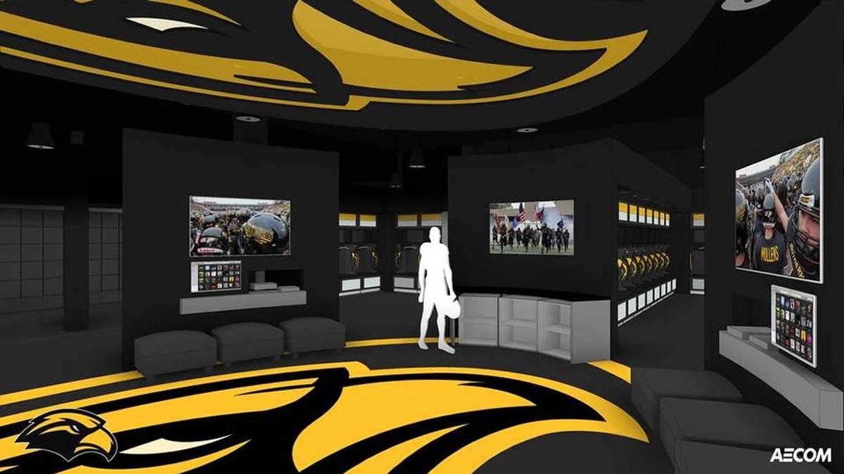 Southern Miss announced last December its plans to build a new $1.6 million upgrade to its football locker room.