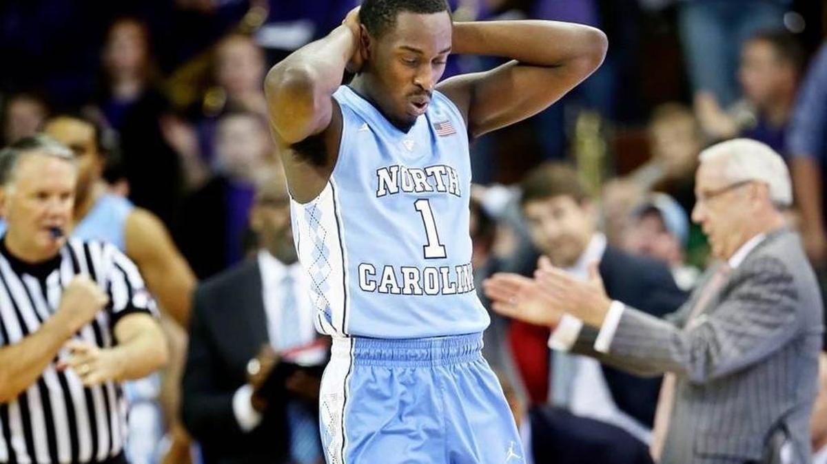 North Carolina’s Theo Pinson reacts to foul call during the Tar Heels’ loss at Northern Iowa on Saturday, Nov. 21, 2015.