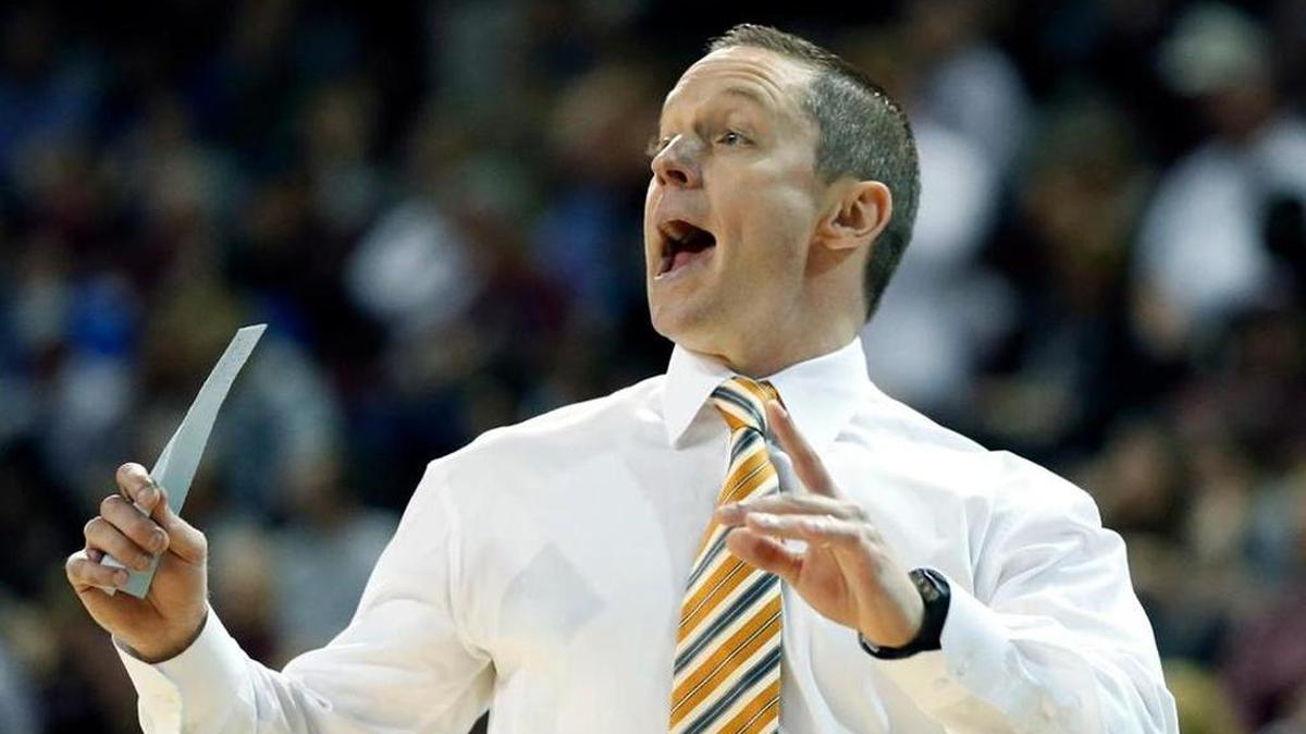 In this Feb. 18, 2017, file photo, Florida head coach Mike White calls out to his players in the second half of an NCAA college basketball game against Mississippi State in Starkville, Miss. on Feb. 18, 2017. Kentucky will play Florida twice in 2017-18, once in Lexington and once in Gainesville.