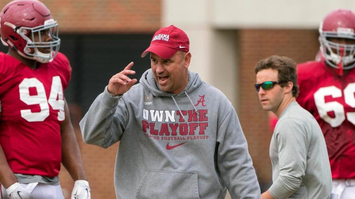 Alabama defensive coordinator Jeremy Pruitt, shown here working with his players during practice at the Thomas-Drew Practice Fields in Tuscaloosa, Ala. last season, has been hired as Tennessee’s new football coach.