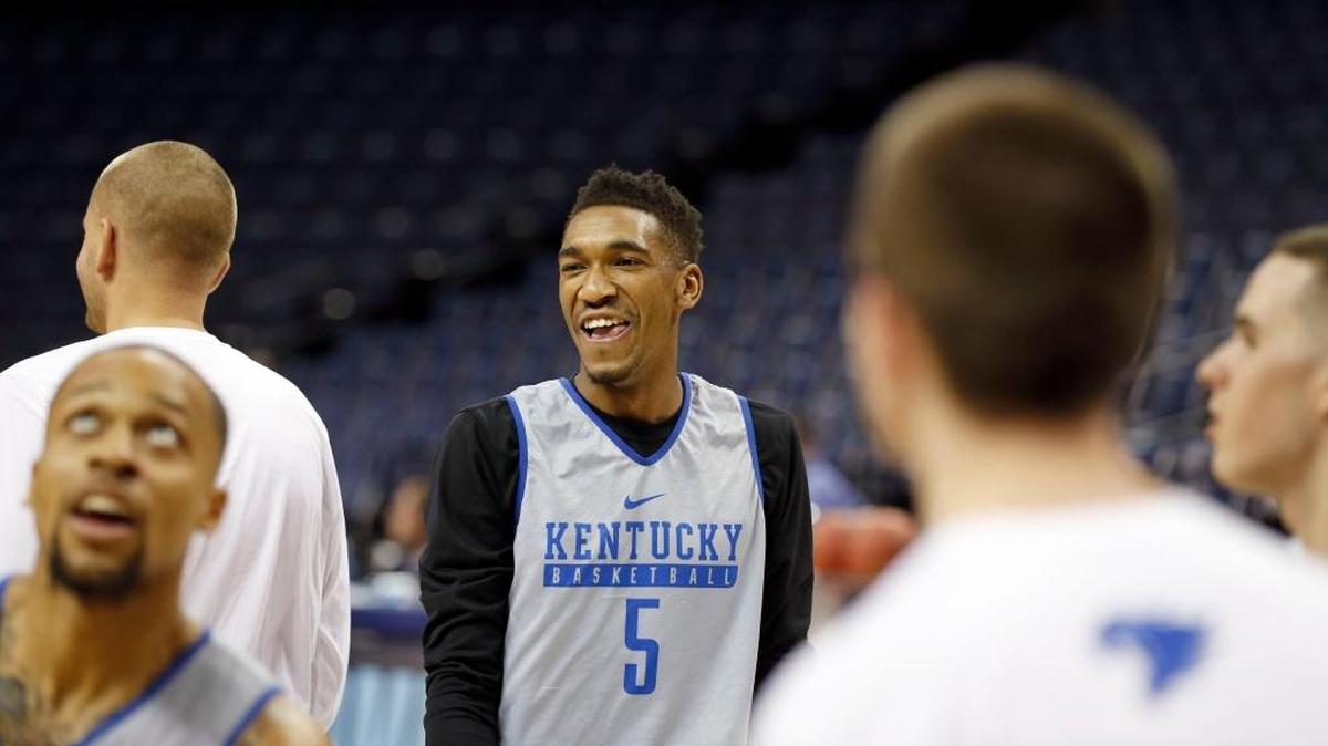 Kentucky guard Malik Monk (5) laughed as his team practiced at FedExForum in Memphis, Tn., Thursday, March 23, 2017. Monk is expected to be among the first 10 picks in Thursday’s NBA Draft.