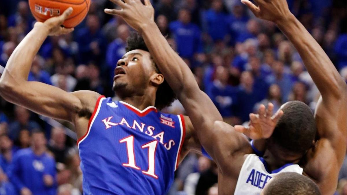 Kansas freshman Josh Jackson (11), shooting while defended by Kentucky’s Bam Adebayo, leads the Jayhawks against Baylor in an important Big 12 battle on Wednesday night.