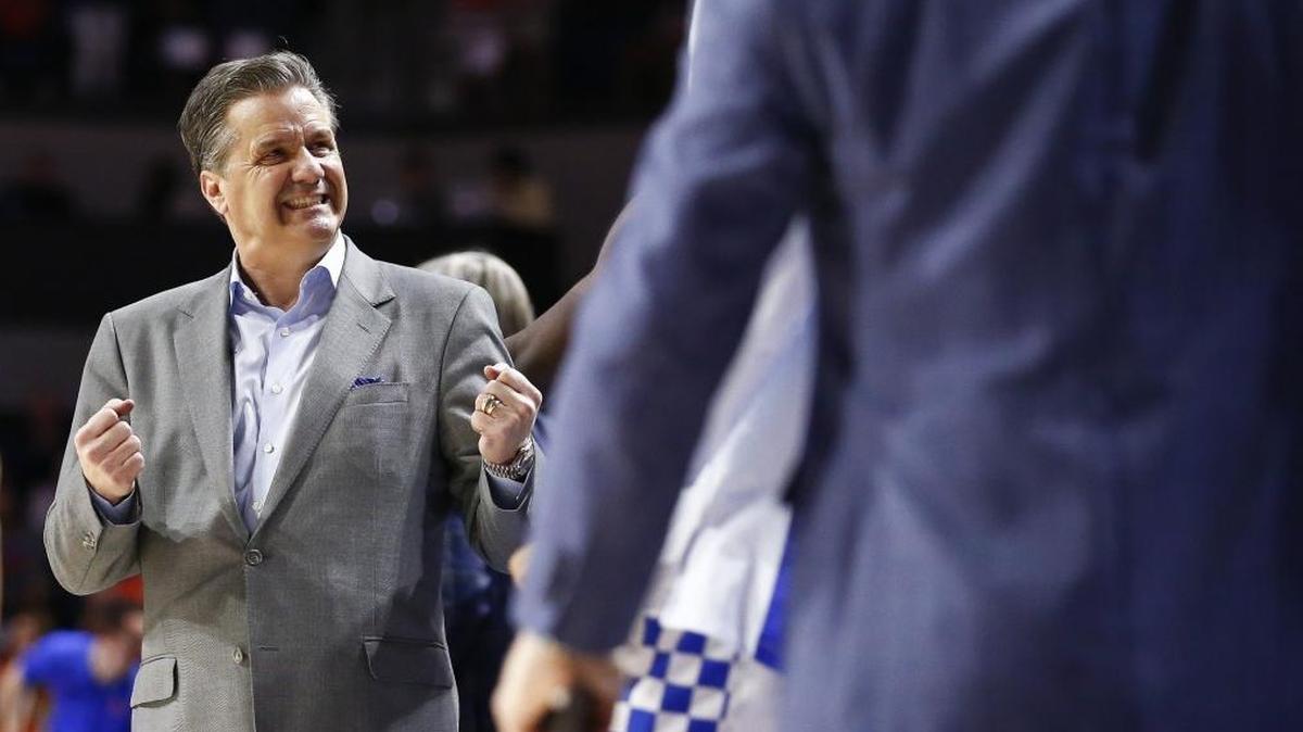 Kentucky men’s basketball head coach John Calipari grimaced during his team’s 80-67 loss to the Florida Gators Saturday in Exactech Arena at the O'Connell Center.