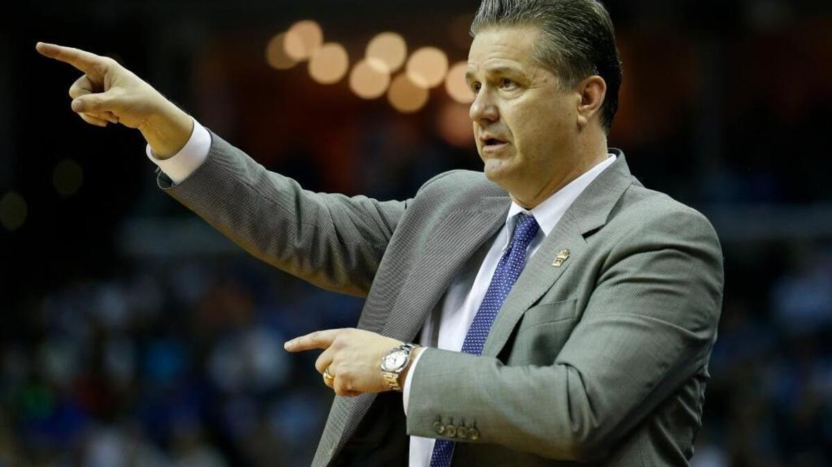 Kentucky head coach John Calipari as his team defeated UCLA in the NCAA South Region semifinals at FedExForum in Memphis, Tn., Friday, March 24, 2017.