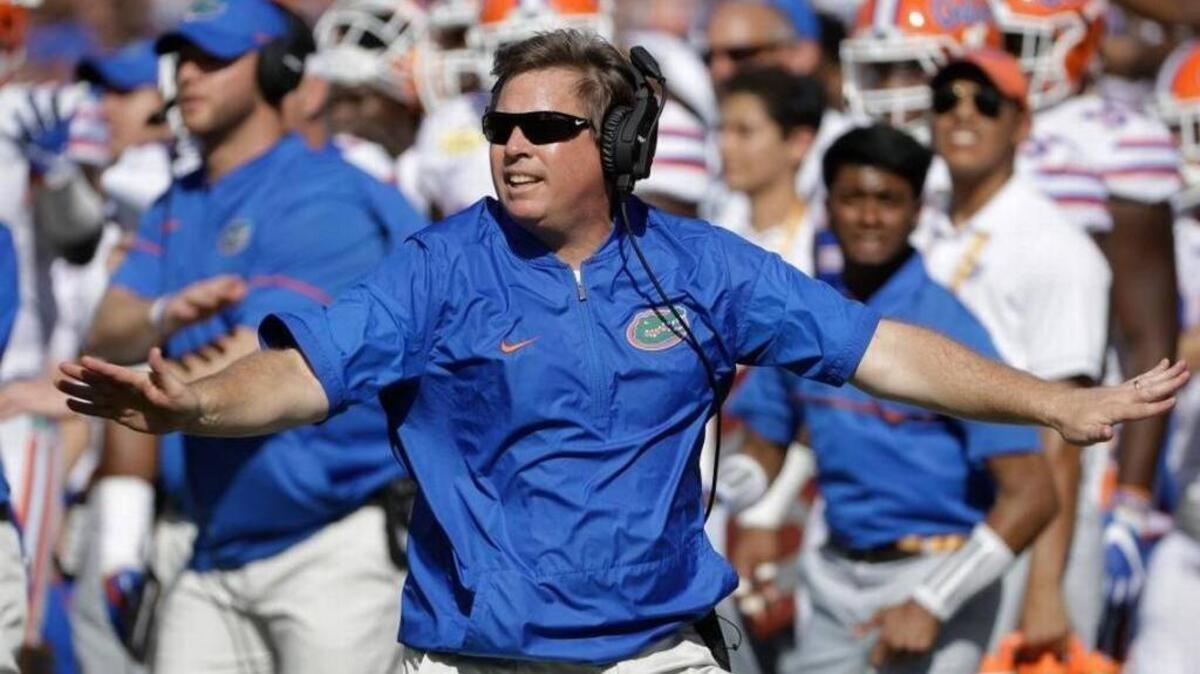 Florida coach Jim McElwain, shown here during Florida’s 30-3 win over Iowa in the Outback Bowl on Jan. 2, 2017, leads his Gators onto Kroger Field to face unbeaten Kentucky on Saturday, Sept. 23, 2017 at 7:30 p.m. on the SEC Network.
