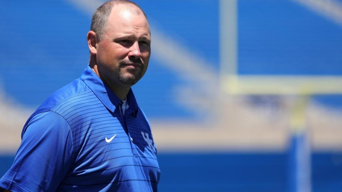Defensive coordinator Matt House at Kentucky football’s media day at Kroger Field in Lexington, Ky., Sunday, July 30, 2017. A second-year assistant on Mark Stoops’ staff, House was promoted to defensive coordinator this season.