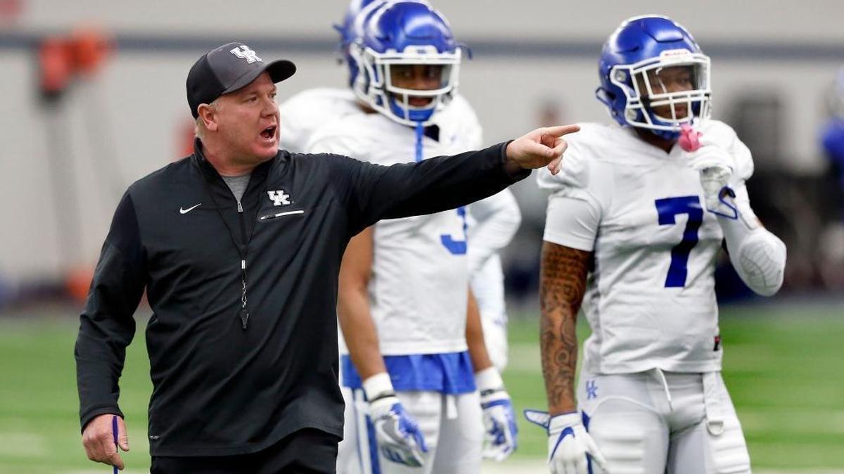 University of Kentucky head football coach Mark Stoops met with the media on Friday at Kroger Field for UK’s annual football Media Day.