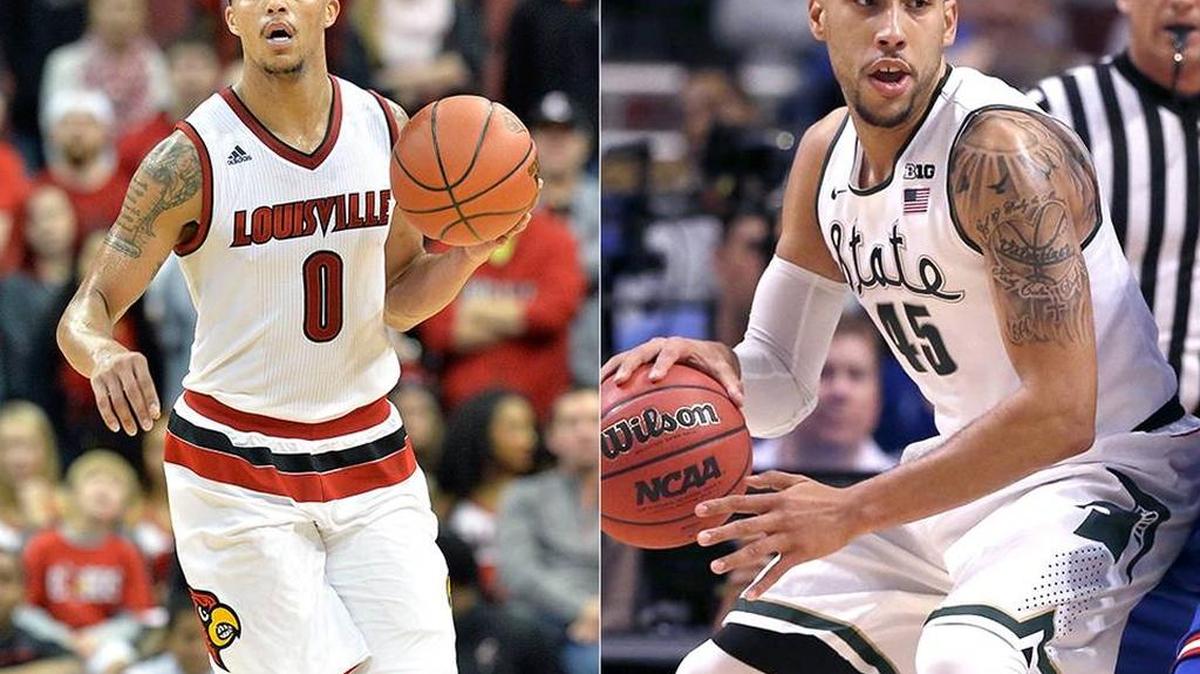Louisville’s Damion Lee, left, and Michigan State's Denzel Valentine lead their teams in scoring.