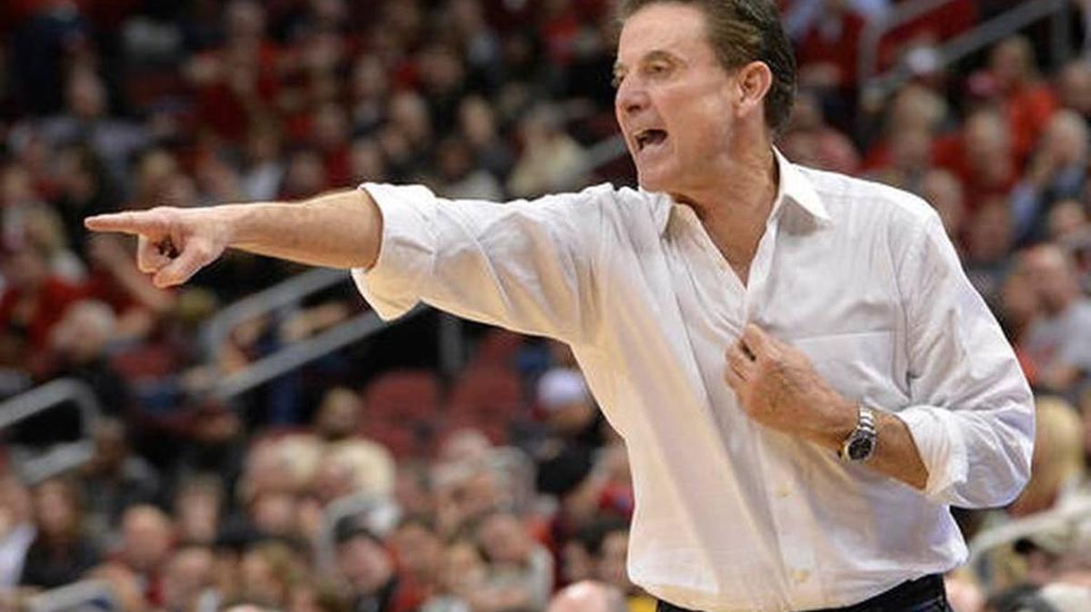 Louisville coach Rick Pitino shouts instructions to his team during the second half of U of L’s 85-80 win over Pittsburgh on Wednesday, Jan. 11, 2017, in Louisville, Ky.